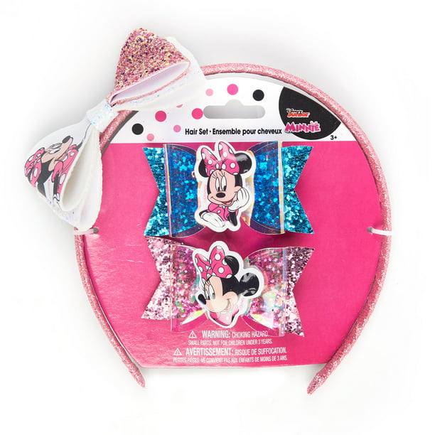 NEW Disney Parks Minnie Mouse Bow Hair Clips Pins Puff Plush Head Accessory